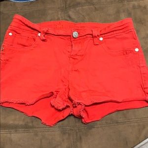 Orange jean shorts